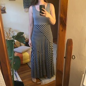 Gray and striped maxi dress
